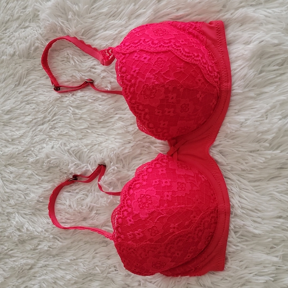 Red Lace Gilly Hicks Push Em Up Balconet bra